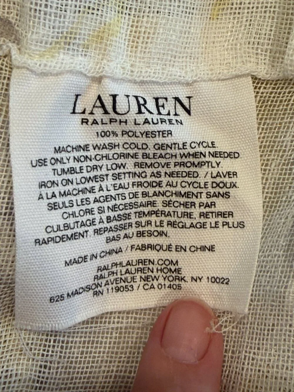 Ralph Lauren Belleisle Back Tab Window Panel Drapes 50 x 96 Floral Yellow Sheer